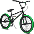 AVASTA Trottinette freestyle BMX enfant et adolescent - Vélo BMX roues 20 pouces acier haute résistance - Modèle léger noir et vert pour débutants 5 à 14 ans