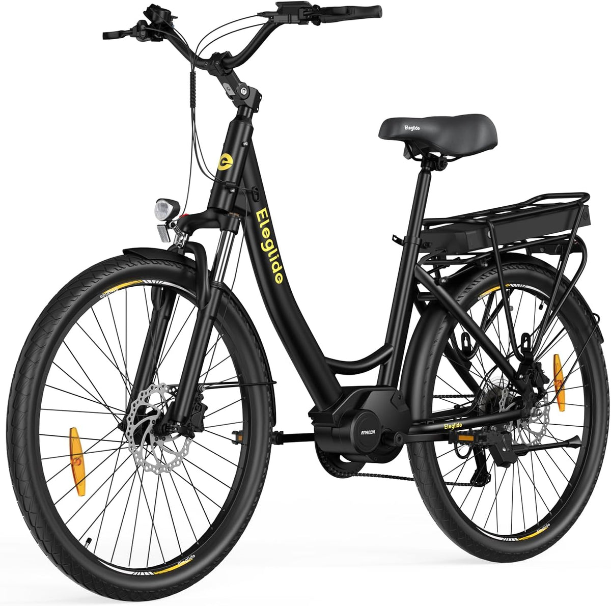 Eleglide C2 - Vélo électrique adulte 26 pouces cadre aluminium - Noir 7 vitesses suspension avant - Moteur central batterie amovible autonomie jusqu'à 100 km