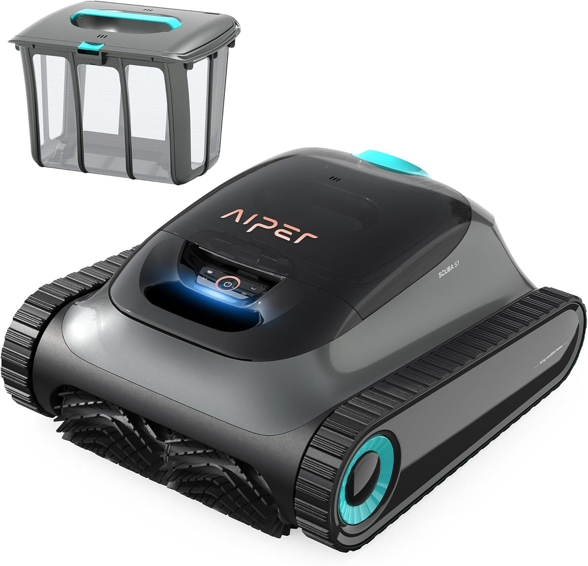 AIPER Scuba X5 Robot piscine sans fil - Aspirateur piscine fond et parois avec navigation WavePath 2.0 - Nettoyage périodique autonomie 150 min pour piscine 150 m²