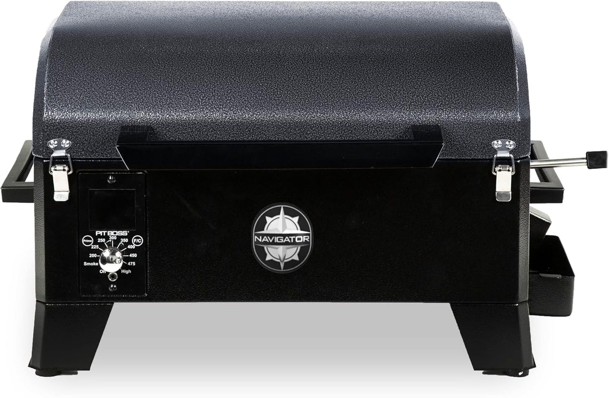 Pit Boss Navigator PB150 Barbecue à pellets bois - Grill fumoir extérieur noir avec cuisson barbecue fumage et cuisson lente - Barbecue granulés pour jardin camping et terrasse