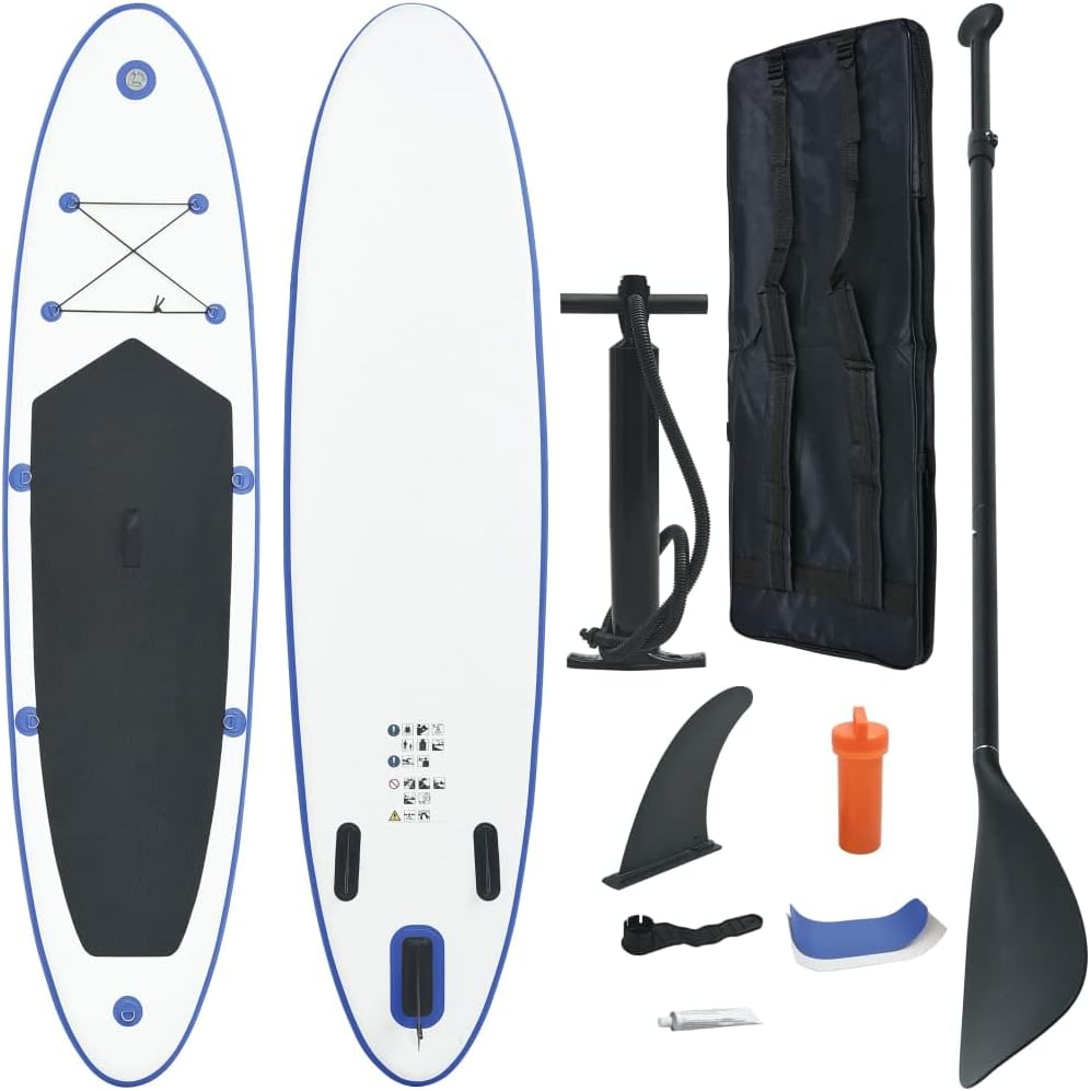 AJJHUUKI Planche Stand Up Paddle Gonflable Set bleu et blanc - Paddle board gonflable loisirs nautiques