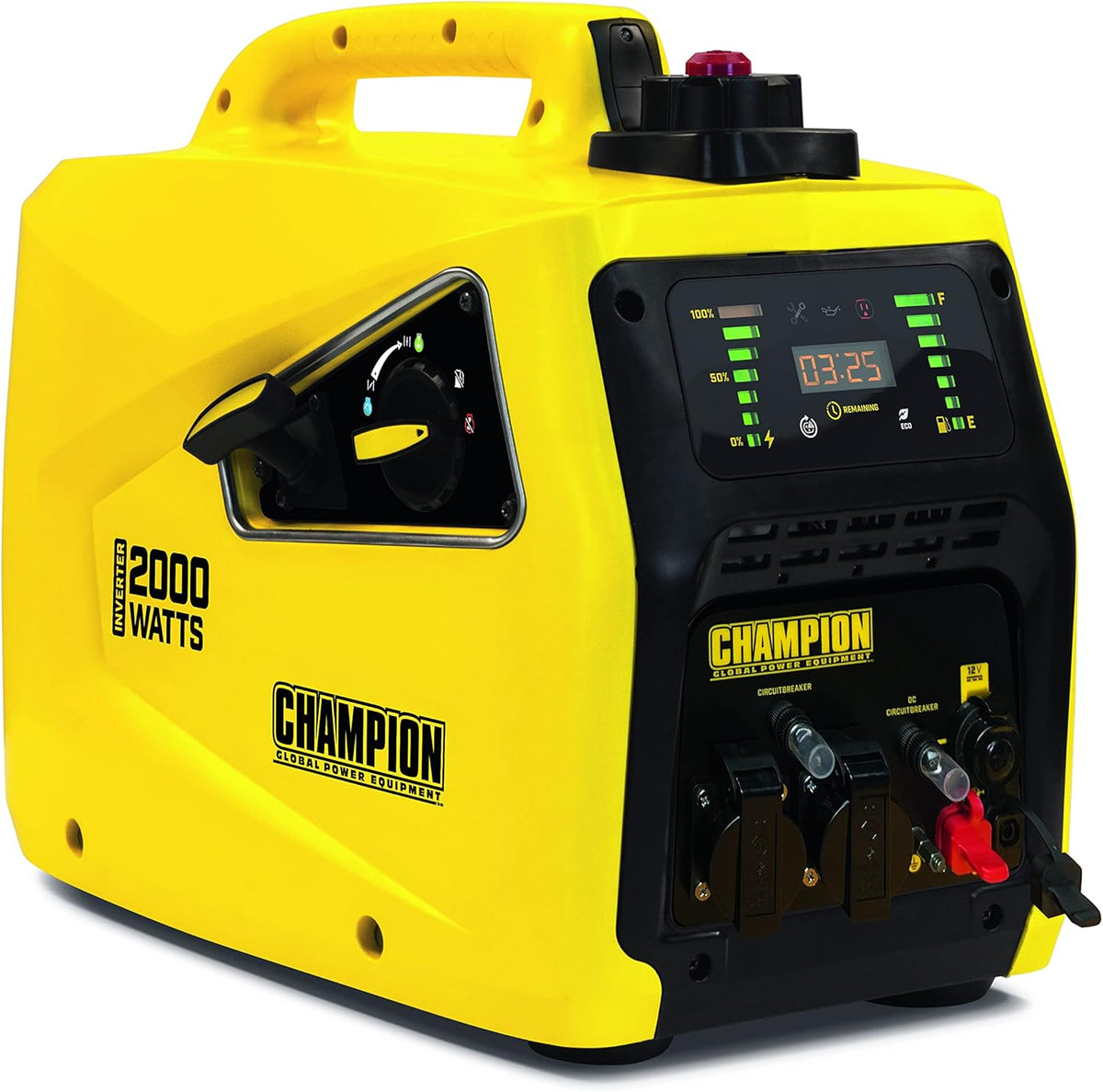 Champion 8200i EU - Groupe électrogène inverter essence 2000 W - Tension 230 V moteur 80 cm3 poids 20 kg - Autonomie jusqu'à 11 heures et affichage LED
