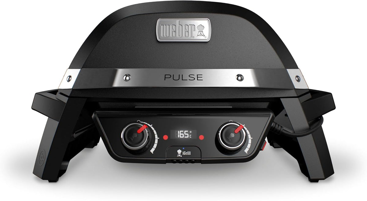 Weber Pulse 2000 - Barbecue électrique de table 2200 W - Aluminium noir 60 x 71 x 39 cm - Contrôle numérique de la température