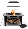 blumfeldt Merano Avanzato Brasero extérieur 3 en 1 - Table barbecue et brasero avec plateau terrazzo - Cadre acier pare-étincelles grille et tisonnier inclus