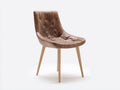 Chaise de salle à manger - Simili cuir-Bois - 54x62x87 cm - Marron vieilli-Bois clair - Style rétro