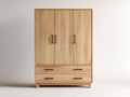 Armoire - mélaminé-métal - 138x57x194 cm - chêne naturel-noir - industriel