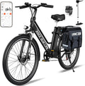 RCB Vélo Électrique Urbain 26 pouces adulte - Ebike aluminium moteur 250W 7 vitesses avec batterie rechargeable - VTT électrique noir frein disque double