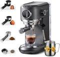 CAFELFFE MK 601F - Machine expresso 4 en 1 gris acier inoxydable - Réservoir 1,1 L pression 19 bar chaud et froid - Compatible dosettes Nes Original DG ESE et café moulu