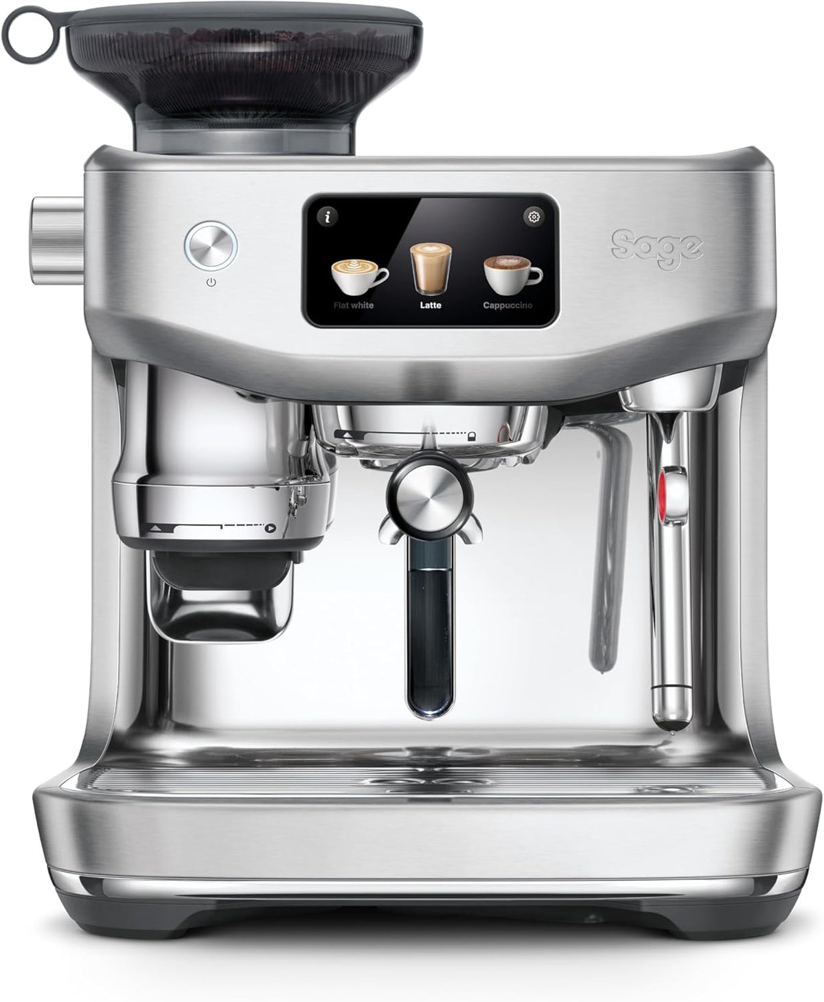 Sage The Oracle Jet - Machine expresso à porte filtre 1600 W avec moulin intégré - Acier inoxydable réservoir 2,3 L - 14 programmes mousseur manuel automatique et Knock Box incluse