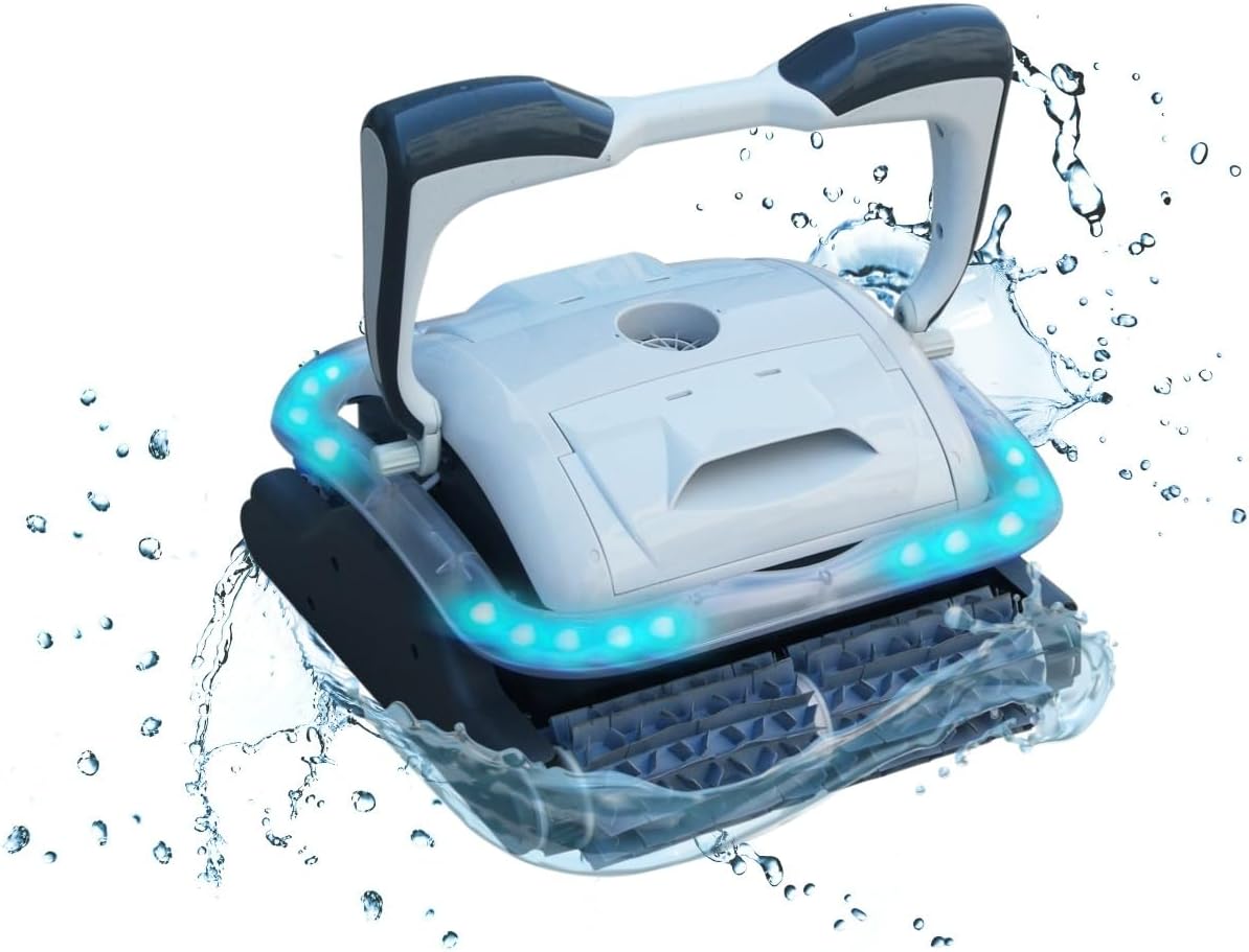 Bestway Raptor - Robot piscine électrique fond et parois - PVC blanc 50 x 48 x 16 cm pour bassin jusqu'à 5 x 9 m - Câble 18 m et commande tactile