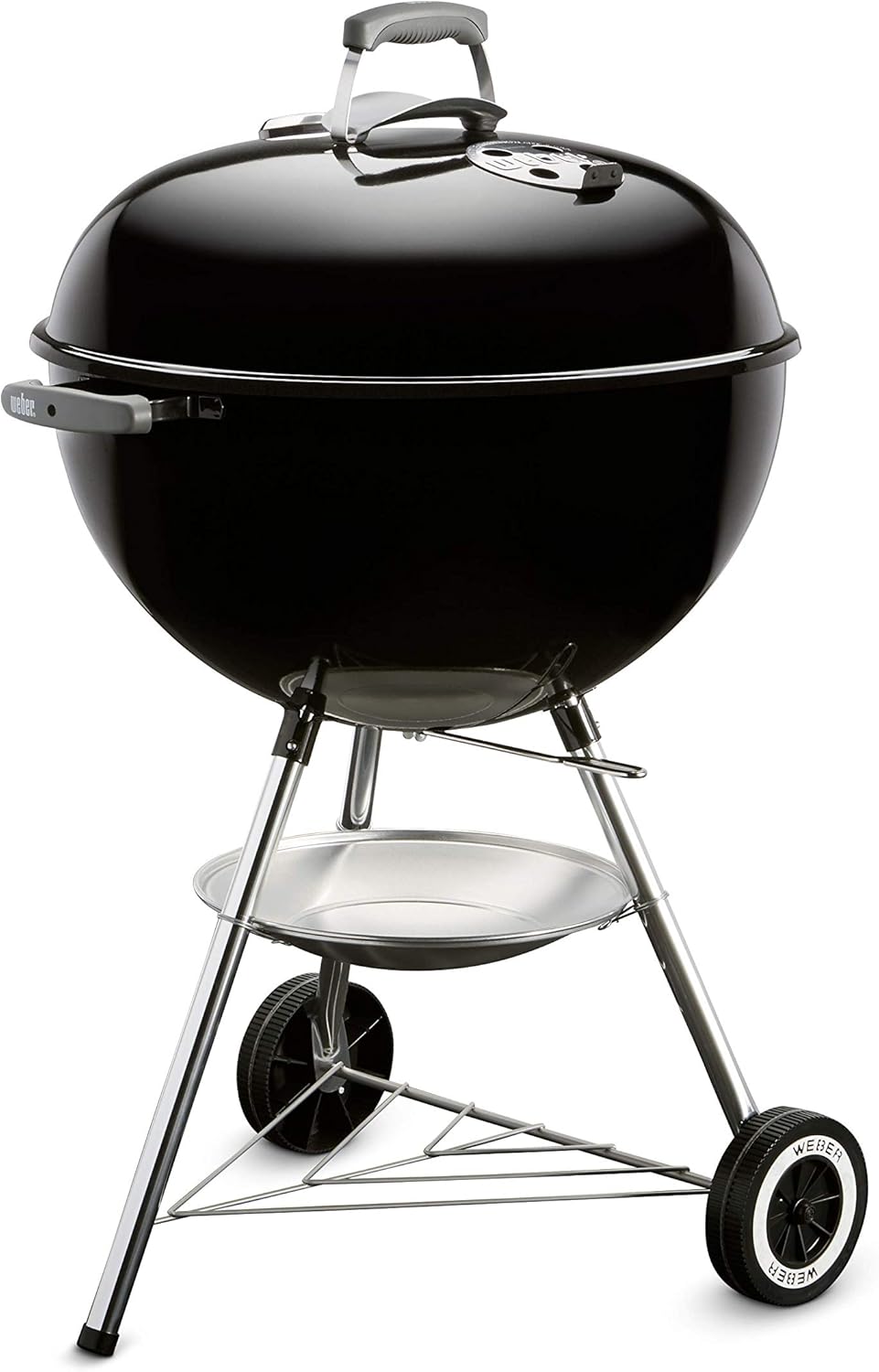 Weber Classic Kettle Barbecue à charbon - Cuve et couvercle acier émaillé 57 cm - Barbecue sur roues avec système One-Touch et thermomètre noir