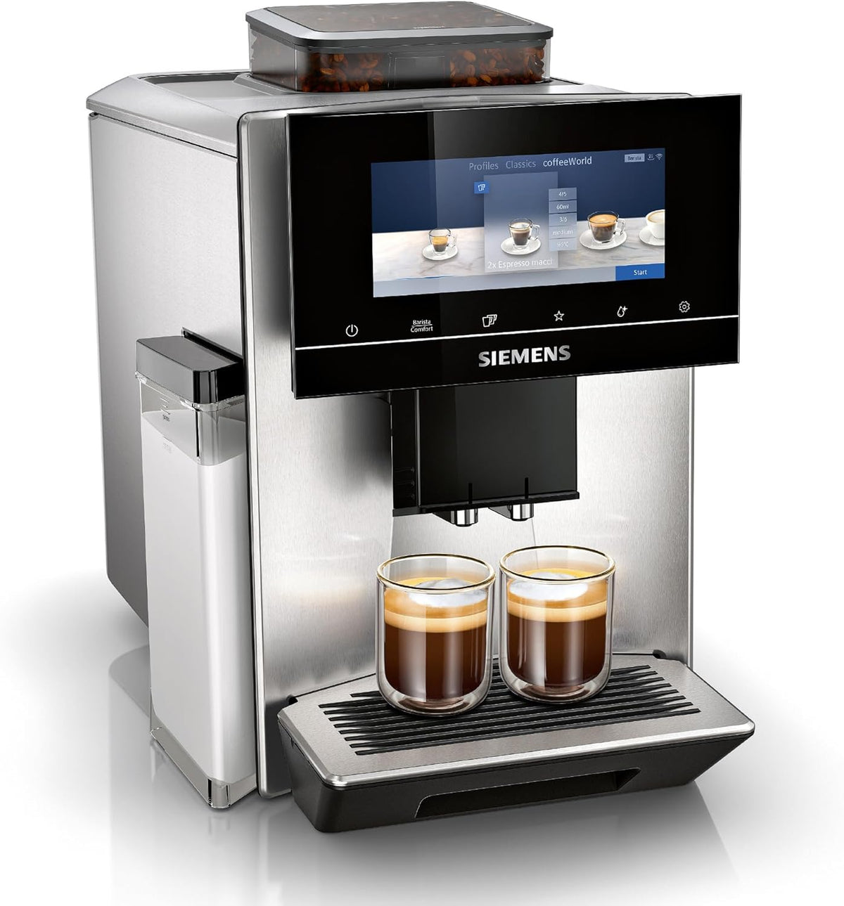Siemens EQ900 TQ903R03 - Machine expresso automatique connectée en acier inoxydable - Réservoir 2,3 L écran iSelect 6,8 pouces - baristaMode eGrinder Home Connect et mousseur à lait