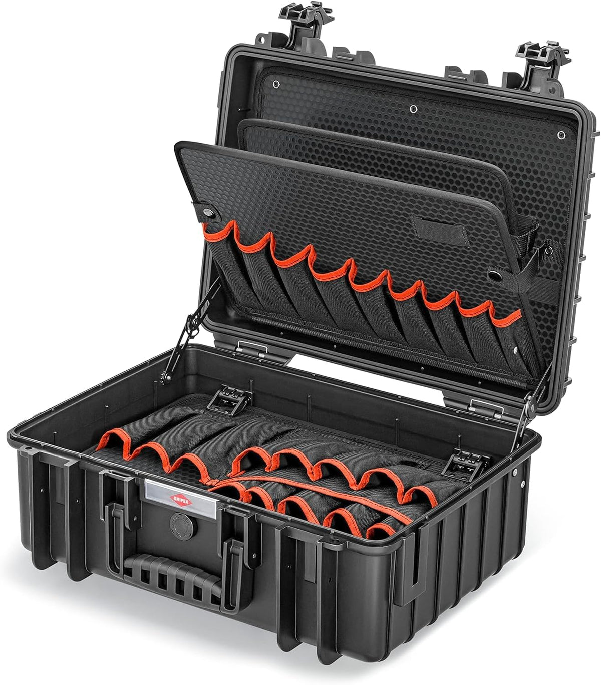 Knipex Robust23 00 21 35 LE Mallette à outils vide - Boîte de rangement professionnelle 49 compartiments - Polypropylène noir étanche