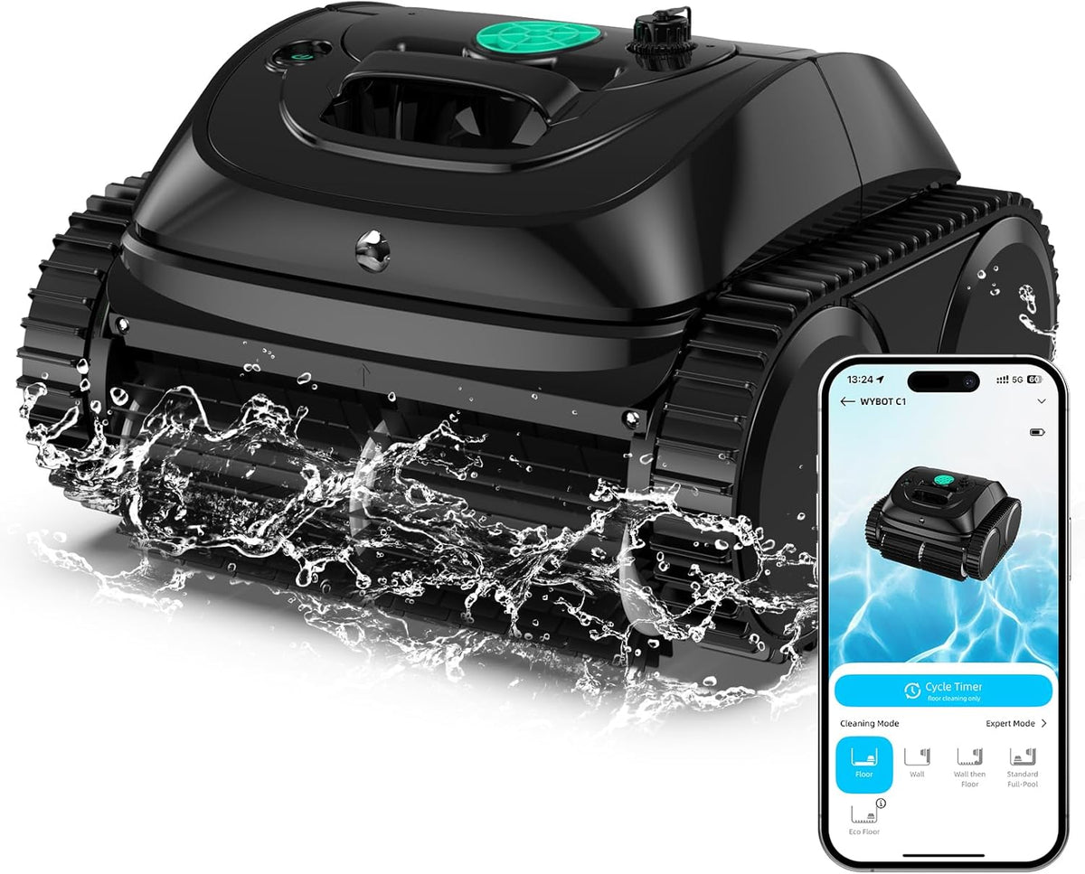 WYBOT C1 Robot piscine sans fil - Aspirateur piscine fond et parois avec nettoyage automatique ligne d'eau - Navigation intelligente autonomie 150 min pour piscine jusqu'à 150 m²