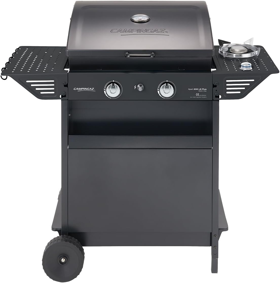 Campingaz Xpert 200 LS Plus Rocky - Barbecue à gaz pierre de lave 2 brûleurs - Gris 92,5 x 50 x 99 cm - Brûleur latéral et thermomètre