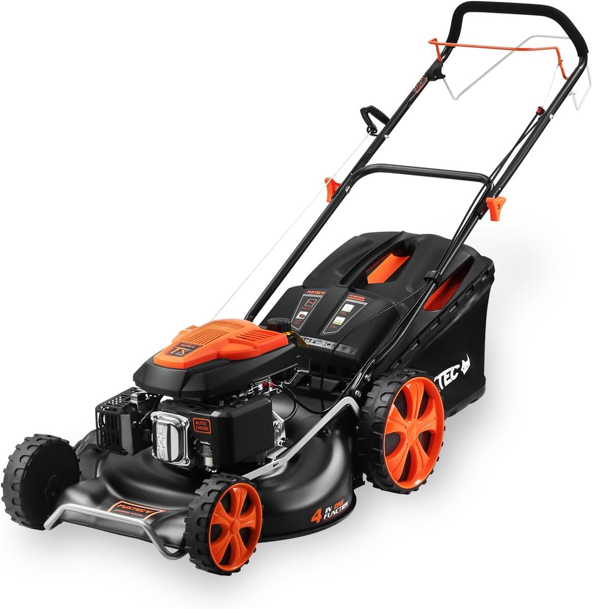 FUXTEC FX-RM5396 Tondeuse thermique autotractée essence 196cc 6CV - Coupe 53cm avec bac 70L - Fonction Easy Clean 4 en 1