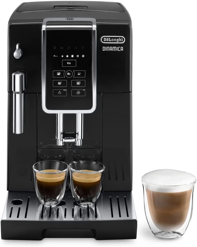De Longhi Dinamica ECAM350.15.B - Machine expresso automatique à grains noire - Réservoir 1,8 L broyeur intégré - Commande tactile et personnalisation espresso lungo café