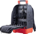 Wiha 45837 Sac à dos d'outillage vide 385 x 530 x 260 mm - Sac à outils étanche noir et rouge - 107 compartiments