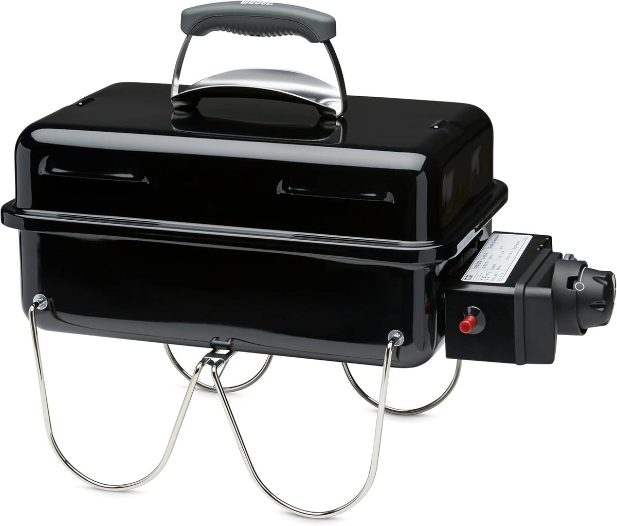 Weber Go Anywhere - Barbecue portable à gaz avec allumage piezo - Noir 53 x 31 x 37 cm pour camping et extérieur - Surface 42 x 26 cm et pieds repliables