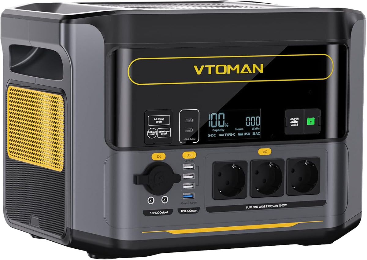 VTOMAN Station électrique portable 828Wh 1000W - Batterie LiFePO4 extensible générateur solaire - Charge rapide 60 min pour camping voyage et maison