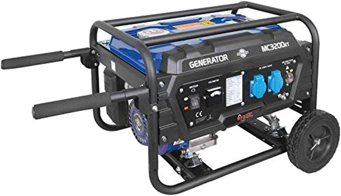 Mecafer MC3200KT 450032 - Groupe électrogène essence 2900 W - Tension 230 V poids 41 kg - Autonomie jusqu'à 10 heures kit roues et régulation AVR