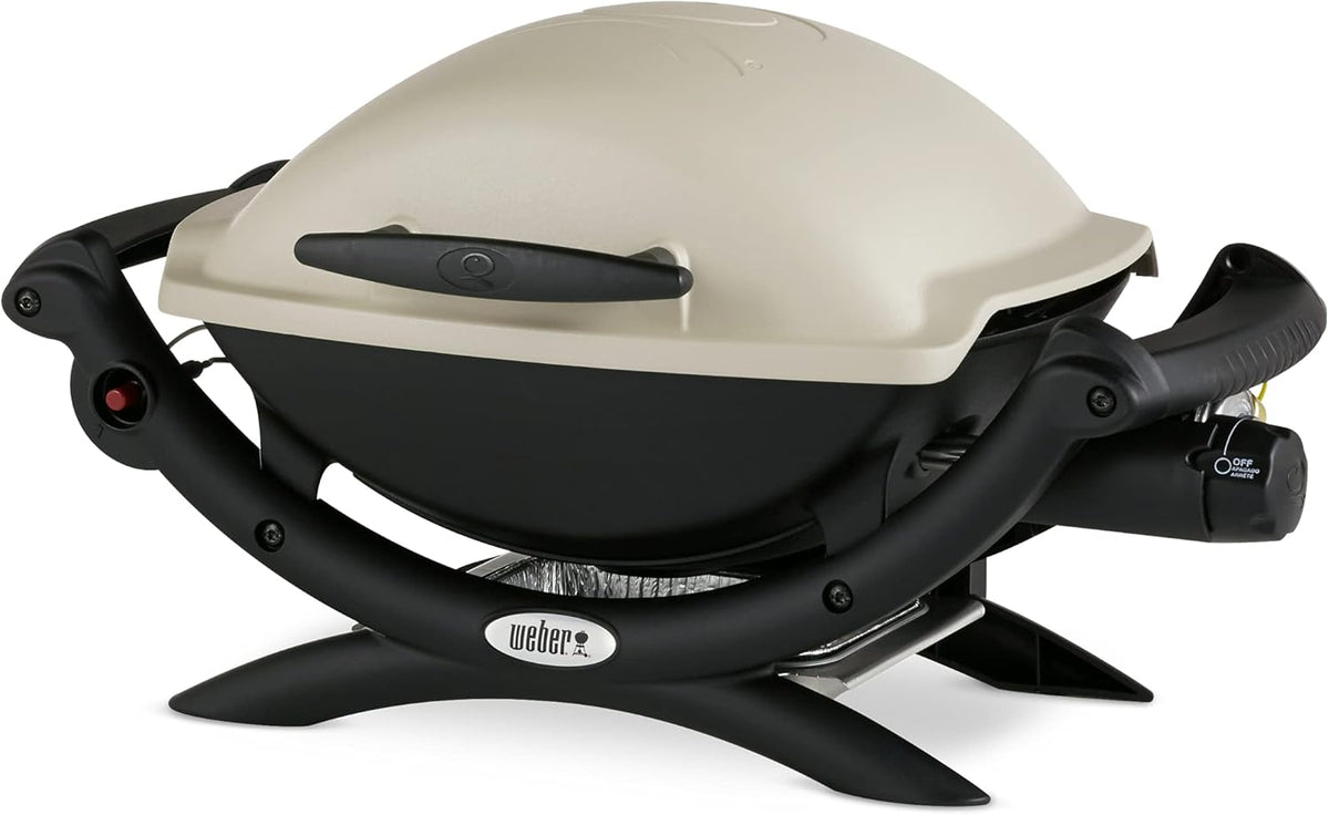 Weber Q1000 - Barbecue nomade à gaz surface 43 x 32 cm - Titane 68,6 x 52,1 x 59,7 cm - 1 brûleur et grille en fonte émaillée