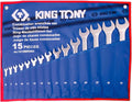 King Tony - Trousse de 15 clés mixtes métriques - Tailles de 6 à 32 mm finition polie - Étui en nylon bleu poids 2,99 kg pour atelier et maintenance