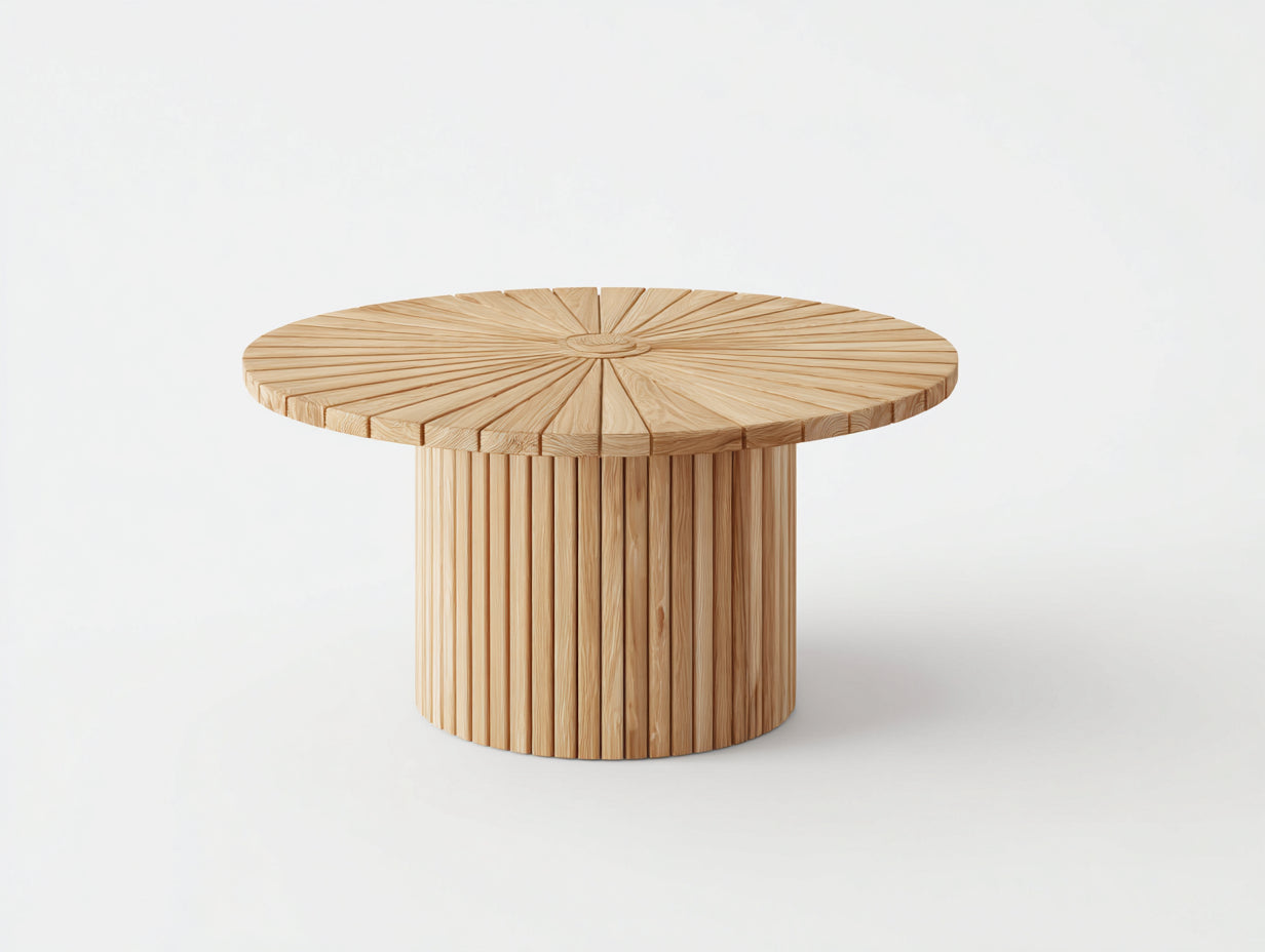 Table de jardin- bois- 135x135x75 cm- bois naturel- minimaliste organique