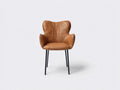 Chaise de salle à manger avec accoudoirs - Simili cuir-Métal - 63x61x86 cm - Marron clair-Noir - Style rétro