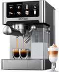 AIRMSEN Machine à café espresso 20 bar - Cafetière cappuccino latte avec double chaudière 1350 W - Réservoir d'eau amovible 1,8 L et écran tactile