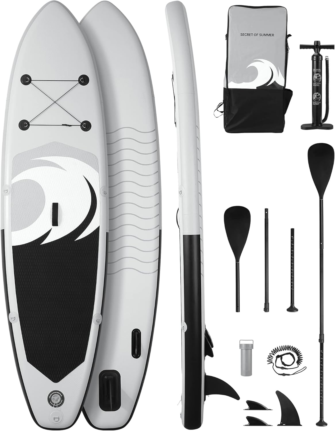 Stand Up Paddle gonflable - Planche SUP blanche 305 x 76 x 15 cm - Charge maximale 375 livres pour adultes et jeunes - Accessoires ISUP sac et pompe rapide