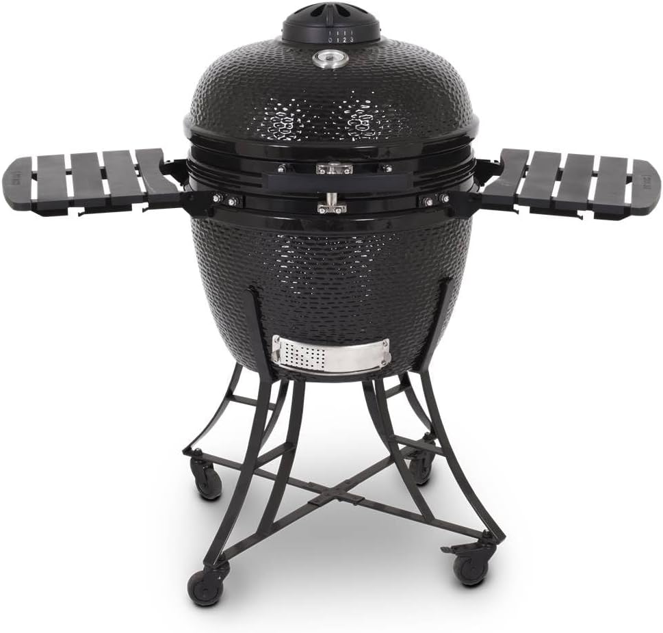 Pit Boss Kamado Barbecue à charbon céramique noir - Grill extérieur diamètre 52 cm avec excellente rétention thermique - Barbecue polyvalent cuisine extérieure