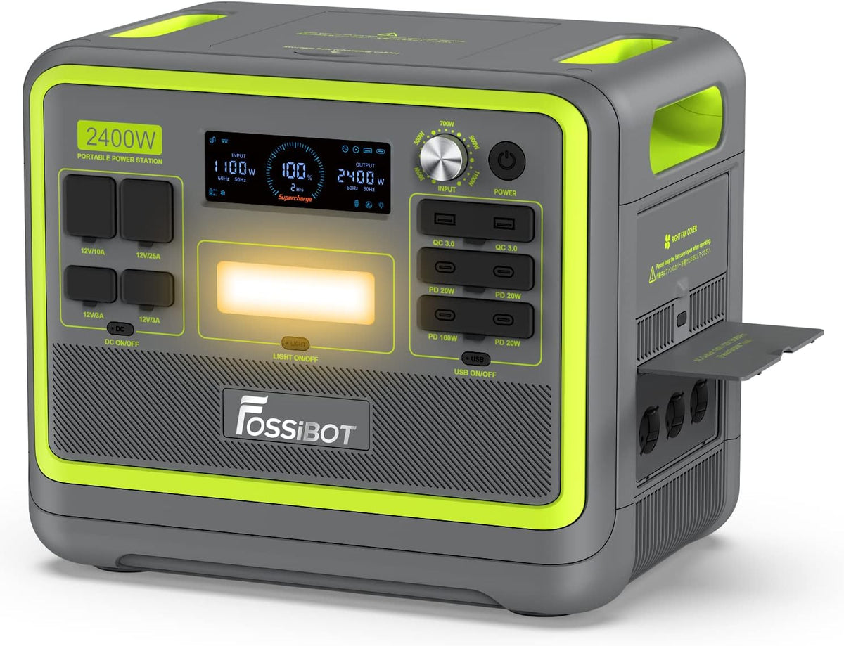 FOSSiBOT F2400 Station électrique portable 2048Wh - Générateur solaire batterie LiFePO4 2400W - Alimentation 230V pour camping maison et secours