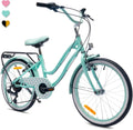 Heart Bike Vélo enfant fille 20 pouces - Vélo junior menthe 6 vitesses Shimano avec guidon selle réglables - Freins V Brake porte bagage