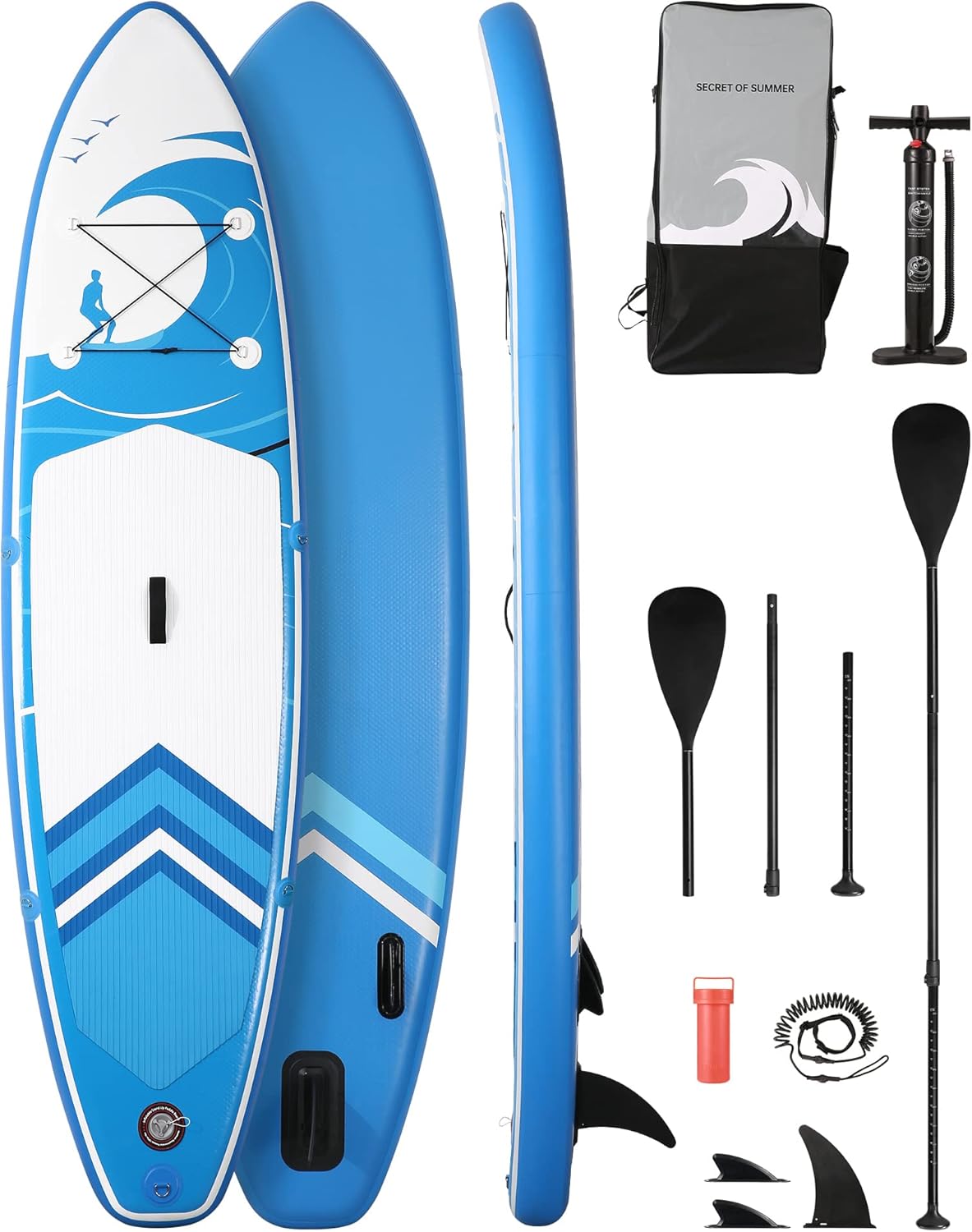 Planche Stand Up Paddle Gonflable ISUP 305 x 81 x 15,2 cm - Paddle board bleu avec accessoires sac transport et pompe rapide - SUP adulte et jeune