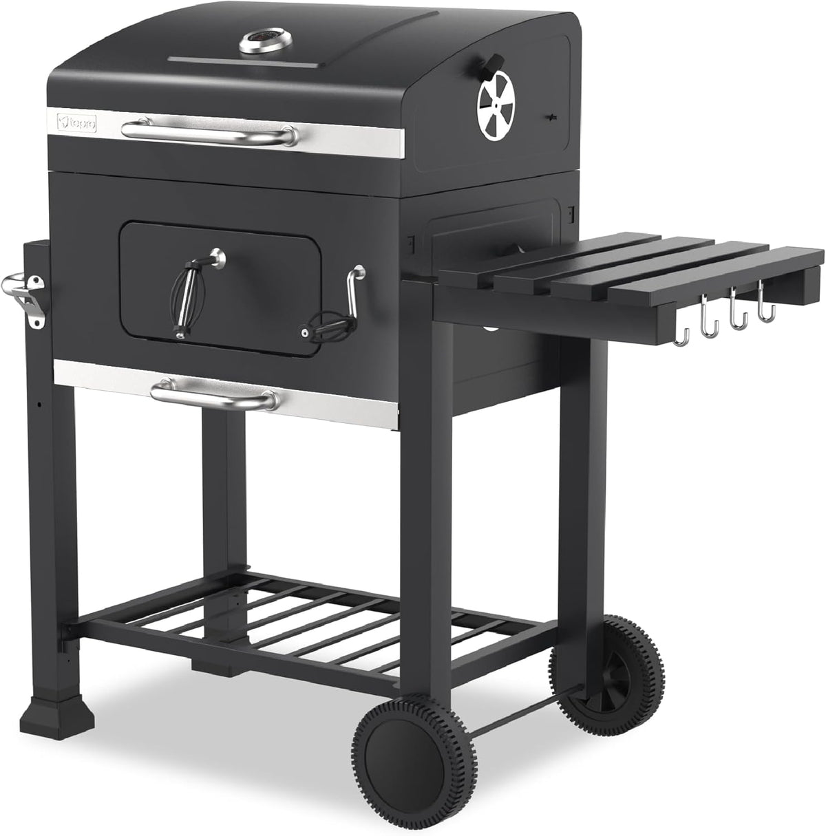 Tepro Toronto Click - Barbecue au charbon de bois sur chariot - Anthracite et acier inoxydable 115 x 67 x 107 cm - Revêtement en poudre et matériel de montage