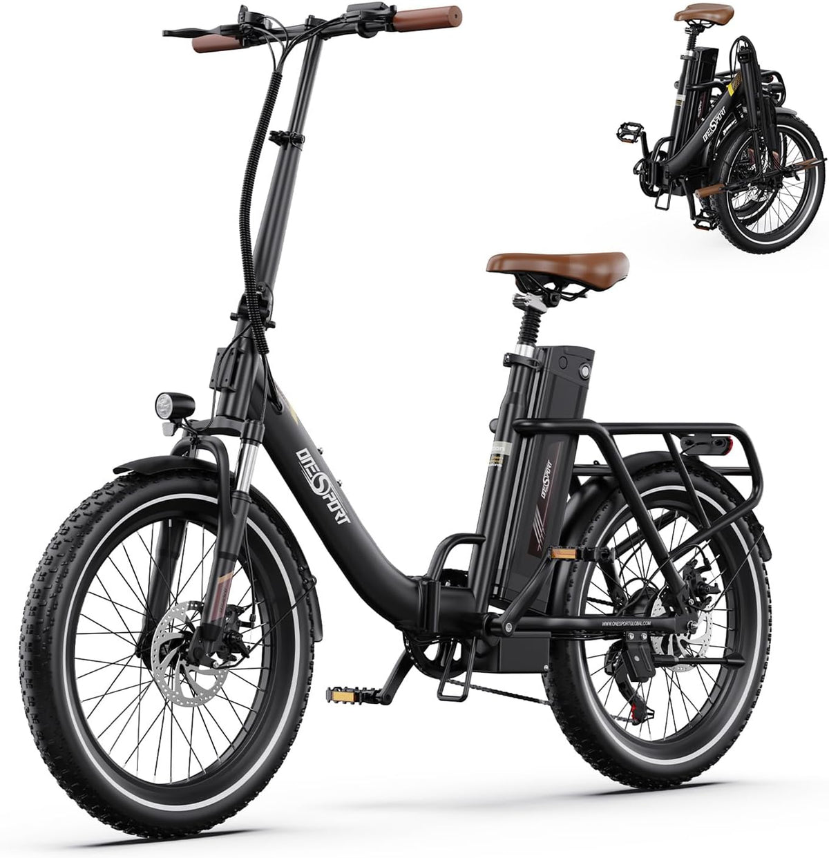 ONESPORT OT16-2 Vélo électrique pliant adulte - Ebike roues 20 pouces batterie amovible 48V 17Ah moteur 250W - Vélo urbain pliable avec écran LCD Bluetooth