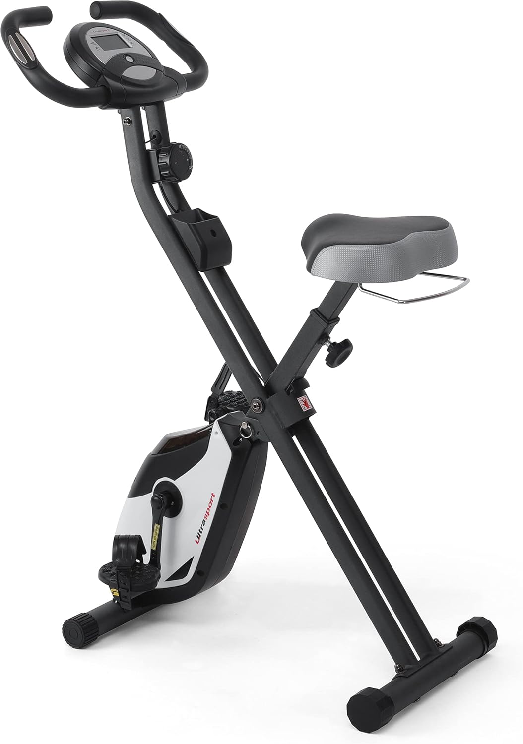 Ultrasport F Bike Pro - Vélo d'appartement pliable magnétique noir mat - 16 niveaux charge maximale 130 kg - Fonction application ordinateur entraînement et selle confort