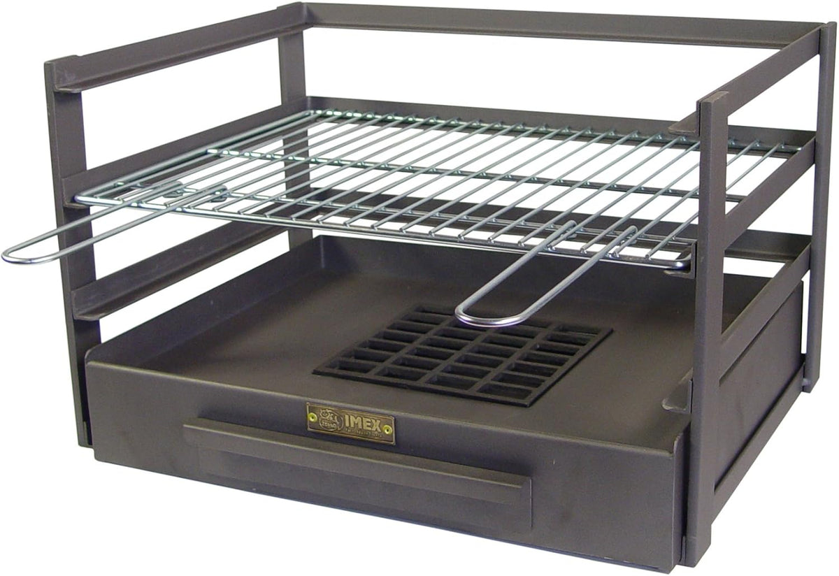 Imex El Zorro 71475.0 Tiroir barbecue charbon - Grille zinguée réglable en hauteur - Barbecue métal noir extérieur 57 x 41 x 35 cm