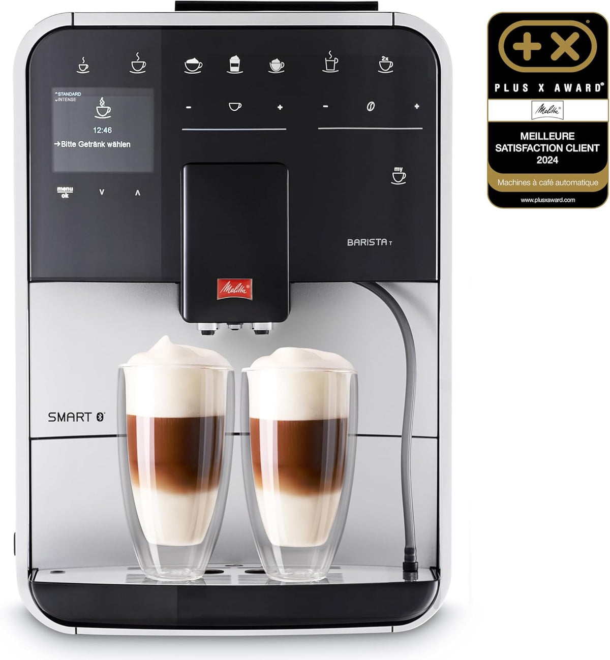 Melitta Barista T Smart F831 101 - Machine à café à grains connectée argentée - Réservoir 1,8 L pression 15 bar écran TFT - One Touch mode 1 ou 2 tasses et mousseur à lait