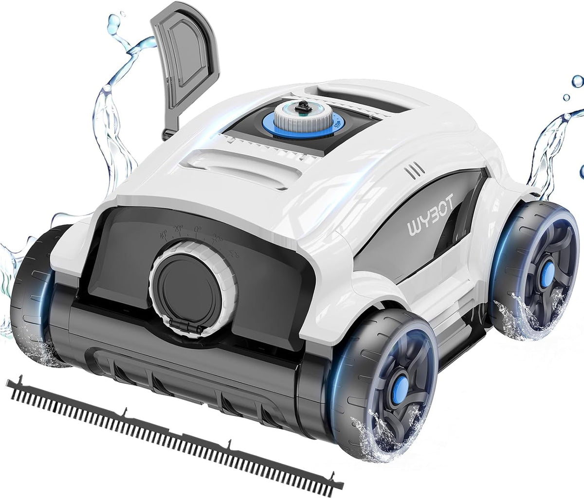 WYBOT WY1103 - Robot piscine sans fil double moteur - Blanc 46 x 42 x 29 cm pour bassin jusqu'à 100 m2 - Autonomie 130 minutes et évacuation rapide de l'eau