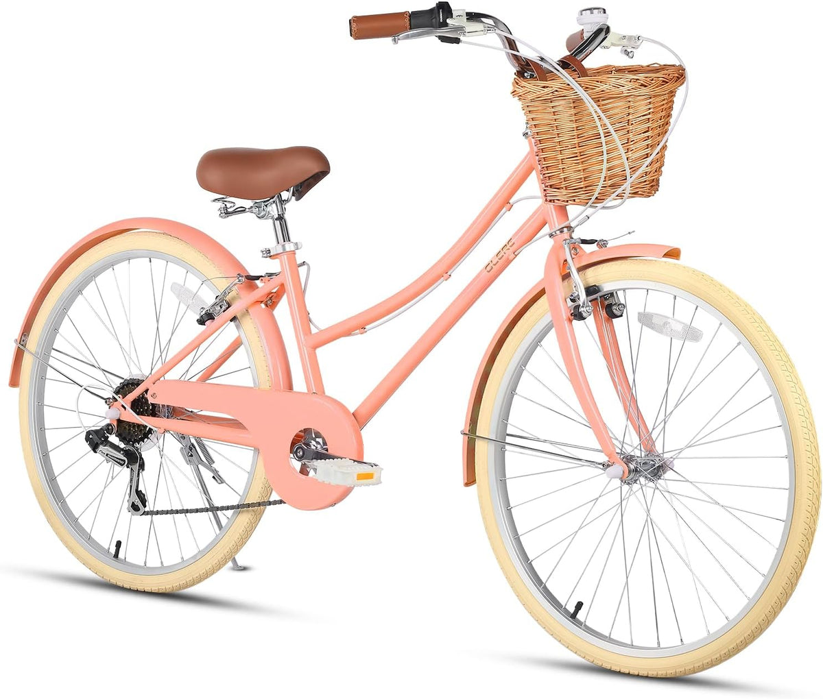 Glerc Missy Vélo hybride fille 26 pouces - Vélo ville jeune avec Shimano 6 vitesses panier osier léger - Plusieurs couleurs disponibles