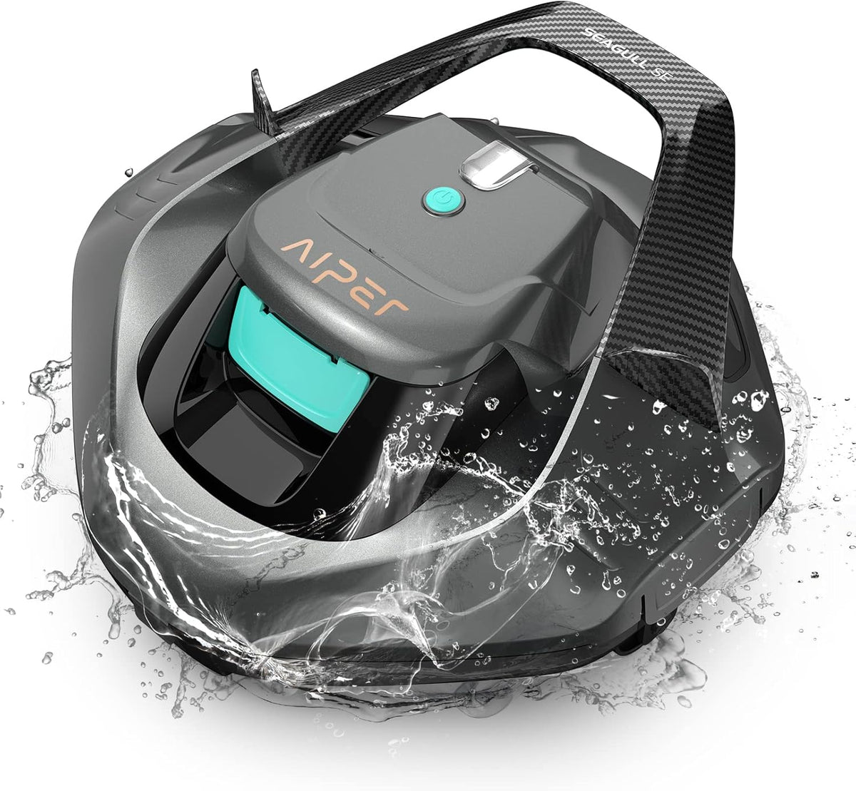 AIPER Seagull SE FR - Robot piscine sans fil double moteur - Gris 34 x 34 x 18 cm pour piscine jusqu'à 80 m2 - Autonomie 90 minutes et commande tactile