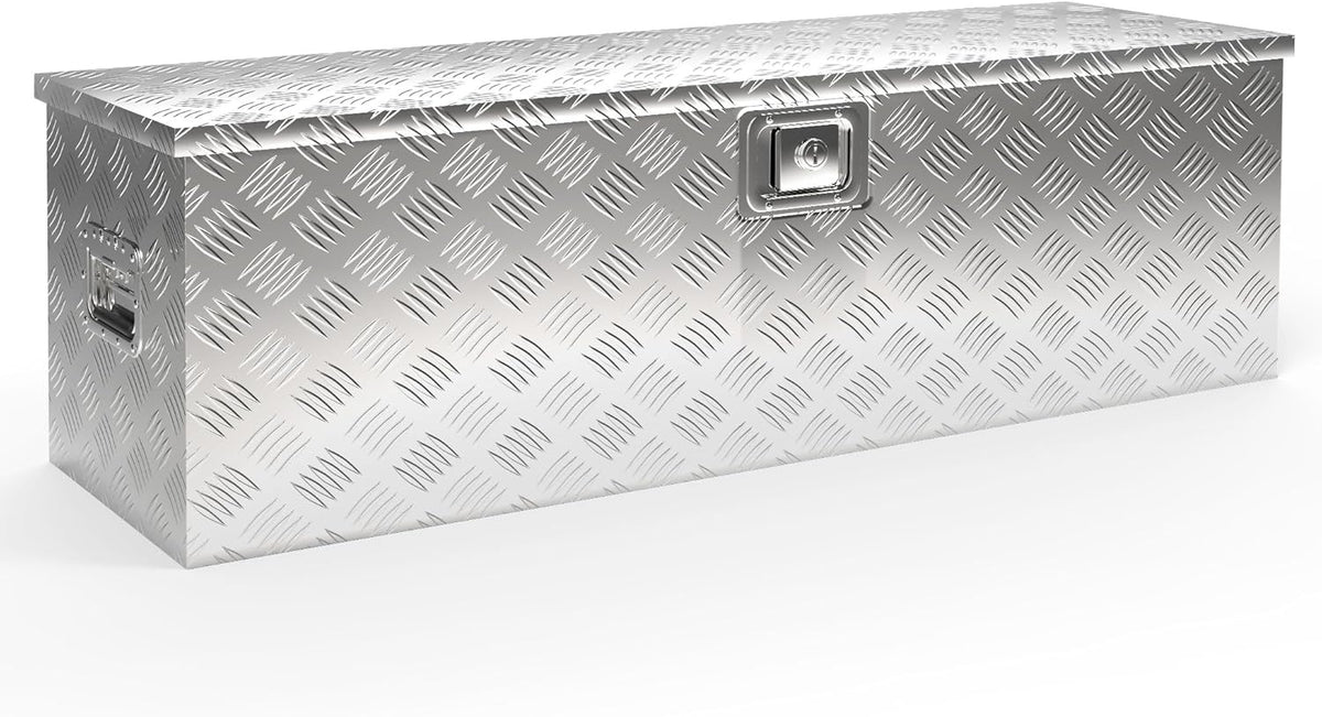 Wiltec - Caisse à outils en aluminium 170 L - Argentée 124 x 37 x 38 cm étanche - Vérins à gaz poignées et grand compartiment pour transport et rangement