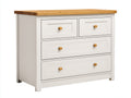 Commode - bois massif-bois manufacturé - 122x45x92 cm - blanc-chêne clair - campagne contemporaine