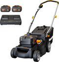 WORX WG737E - Tondeuse à gazon sans fil 40 V largeur 37 cm - Noir et orange pour surface jusqu'à 600 m2 - Sac 40 L 6 hauteurs et 2 batteries 4 Ah