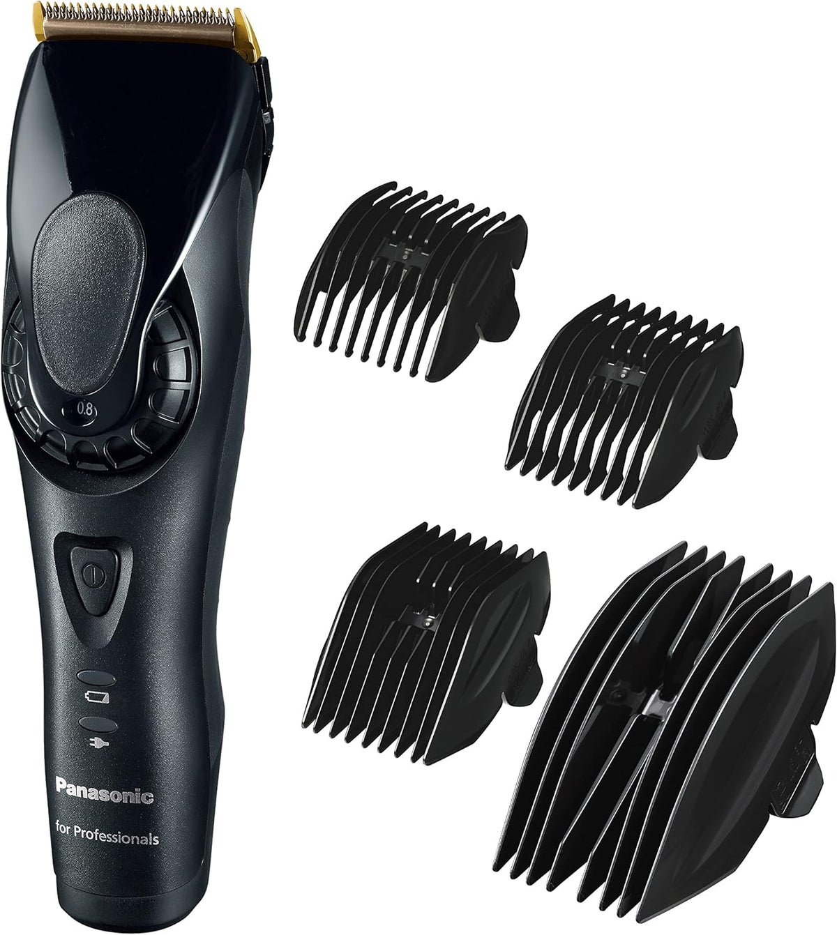 Panasonic ER FGP84 - Tondeuse cheveux barbe et corps pour homme - Noir acier allié poids 240 g - 4 peignes et lames carbone diamant avec revêtement nitrure de titane