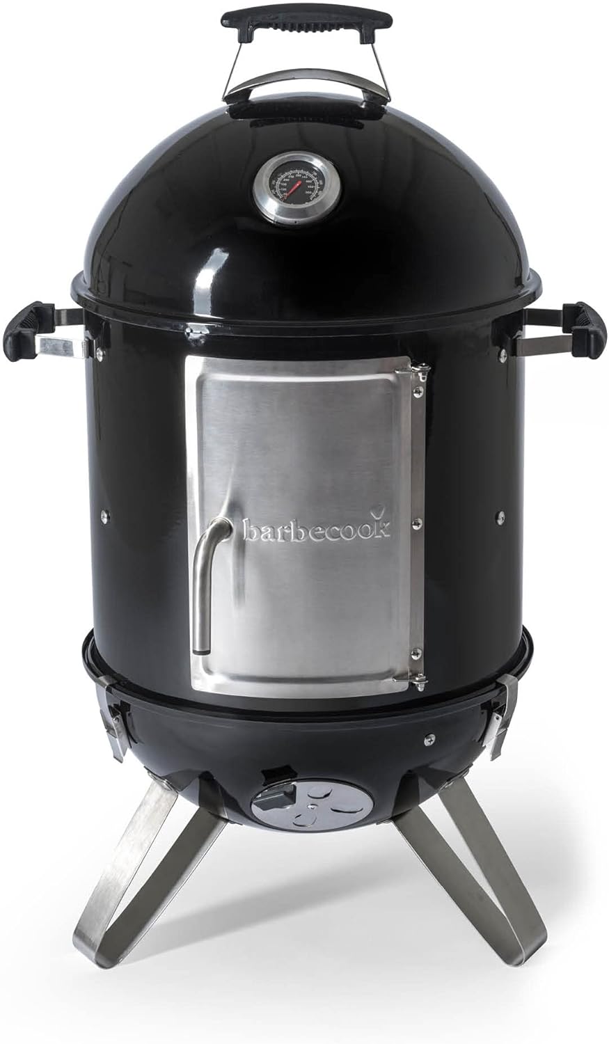 Barbecook Oskar S Barbecue fumoir à charbon - Acier émaillé noir avec grille de cuisson 40 cm - Fumoir extérieur compact avec dimensions 43,5 x 55 x 88 cm