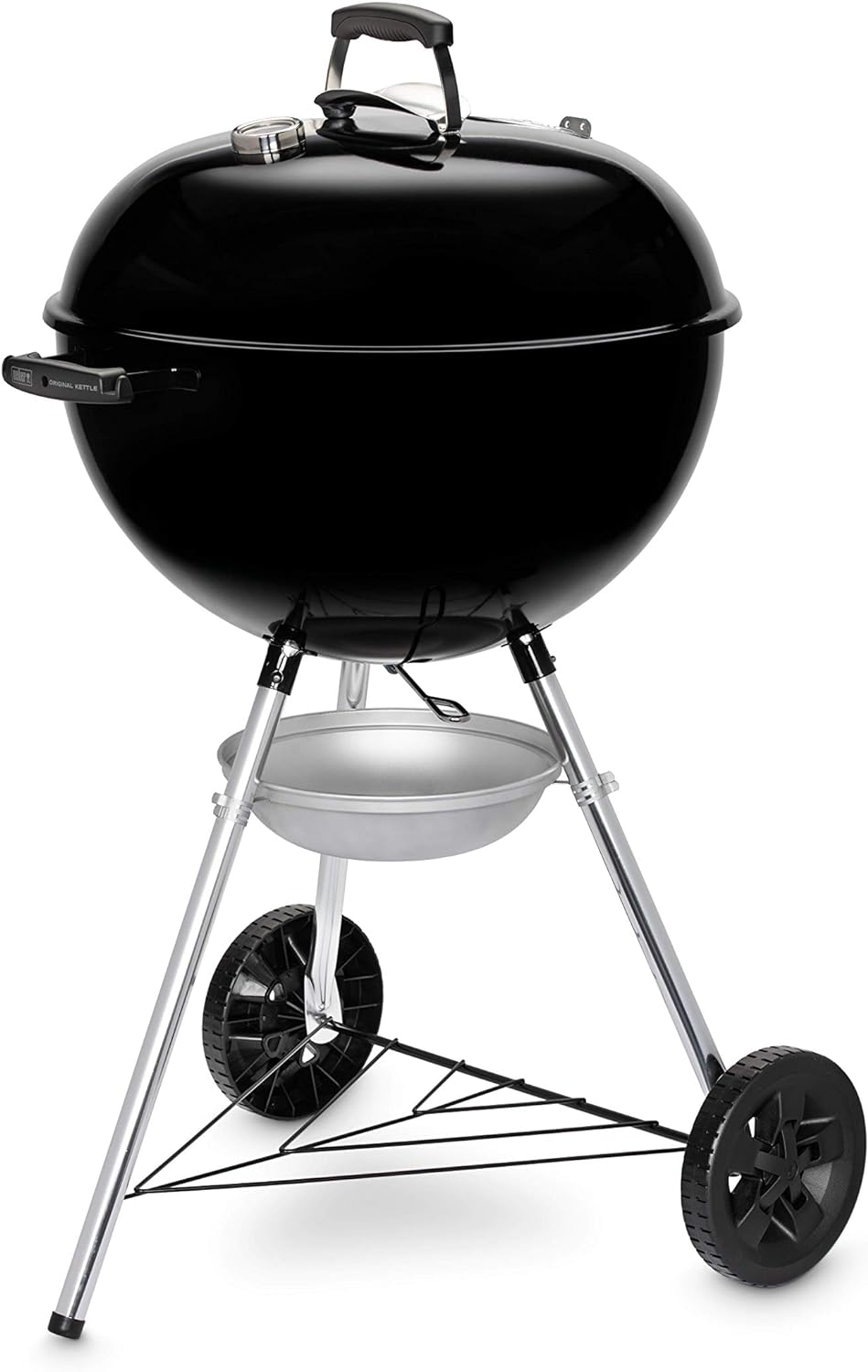 Weber Original Kettle E-5710 - Barbecue à charbon avec grille de cuisson 57 cm - Acier émaillé noir 67 x 65 x 107 cm - Système One Touch et thermomètre intégré