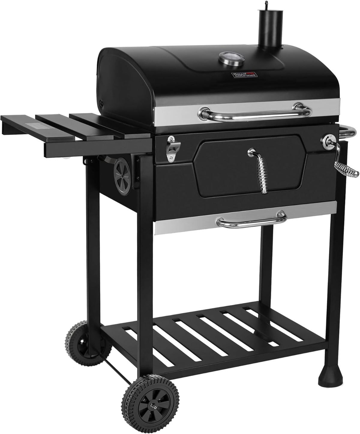 Royal Gourmet CD1824G - Barbecue au charbon de bois 61 cm surface 1250 cm2 - Noir 100 x 62,5 x 119,5 cm - Table latérale pliable et accessoires